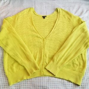 Torrid Cropped Chartreuse Sweater Cardigan